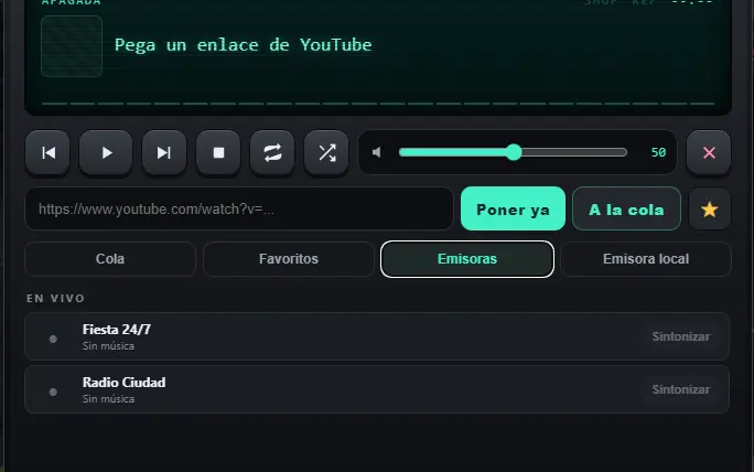 The car stereo panel with the live stations